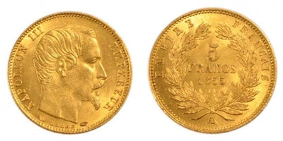 kosuke_dev フランス　フランス第二帝政　5フラン　1855年　金貨　未使用