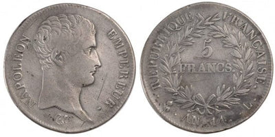 kosuke_dev フランス　フランス第一帝政　5フラン　1805年　銀貨　美品