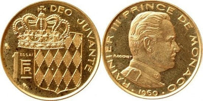 kosuke_dev モナコ大公　レーニエ3世　1フラン　金貨　1960年　未使用