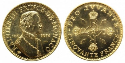 kosuke_dev モナコ大公　レーニエ3世　50フラン　金貨　1974年　未使用