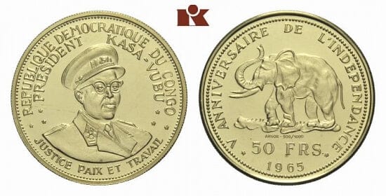 kosuke_dev フランス　コンゴ共和国　50フラン　1965年　金貨　未使用
