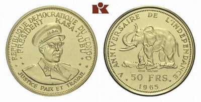kosuke_dev フランス　コンゴ共和国　50フラン　1965年　金貨　未使用