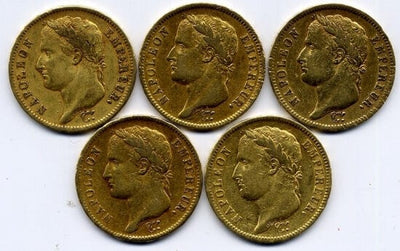 kosuke_dev フランス　ナポレオン　5枚セット　40フラン　1811年と1812年　金貨