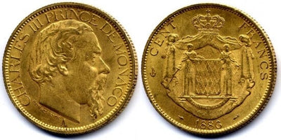 kosuke_dev モナコ大公　シャルル3世　100フラン　1886年　金貨　極美品