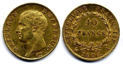 kosuke_dev フランス　ナポレオン1世　40フラン　1806年　金貨　極美品