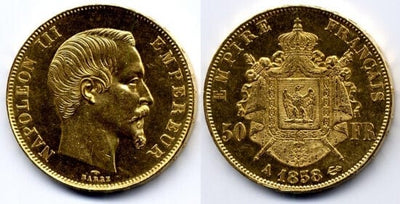 kosuke_dev フランス　ナポレオン3世　50フラン　1858年　金貨　極美品