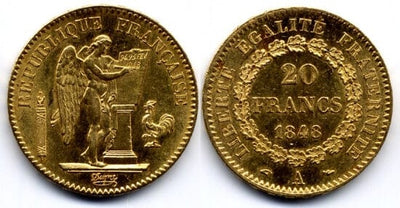 フランス第二共和政　20フラン　金貨　1848年　極美品