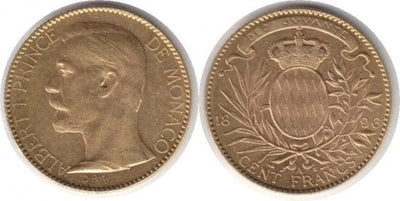 kosuke_dev モナコ大公　アルベール1世　100フラン　1896年　金貨　極美品