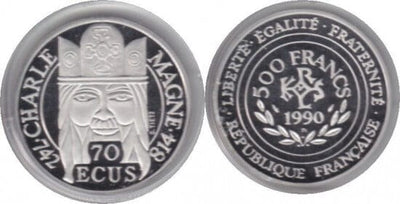 フランス　フランス第五共和政　500フラン　1990年　硬貨　プルーフ