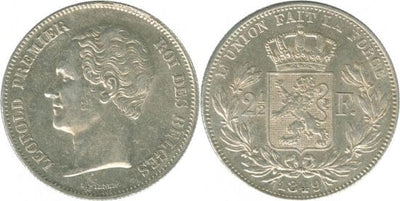 kosuke_dev ベルギー王　レオポルド1世 2 1/2フラン　1849年　銀貨　極美品