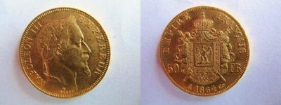 kosuke_dev フランス　ナポレオン3世　50フラン　1864年　金貨　極美品