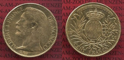 kosuke_dev モナコ大公　アルベール1世　100フラン　金貨　1901年　極美品