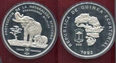 kosuke_dev アフリカ　赤道ギニア共和国 15000フラン　銀貨　1992年　プルーフ