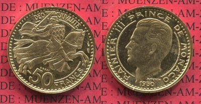 kosuke_dev モナコ大公　レーニエ3世　50フラン　金貨　1950年　未使用