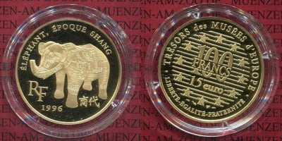 kosuke_dev フランス　中国の王朝殷　100フラン　15ユーロ　金貨　1996年　プルーフ