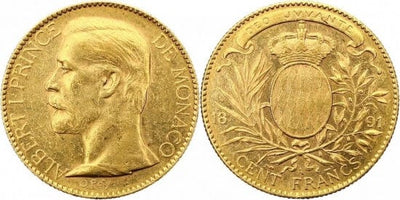 kosuke_dev モナコ大公　アルベール1世　100フラン　金貨　1891年　美品