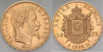 kosuke_dev フランス　ナポレオン3世　50フラン　1865年　金貨　美品