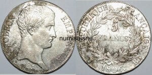 kosuke_dev フランス　フランス第一帝政　5フラン　1806年　銀貨　極美品