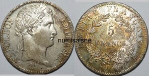 kosuke_dev フランス　フランス第一帝政　5フラン　1809年　銀貨　極美品