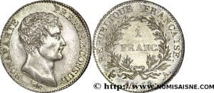kosuke_dev フランス　ナポレオン1世　１フラン　AN12年　銀貨　極美品