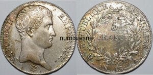 kosuke_dev フランス　フランス第一帝政　5フラン　AN13年　硬貨　極美品