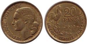 kosuke_dev フランス　フランス第四共和政　20フラン　1950年　硬貨　極美品