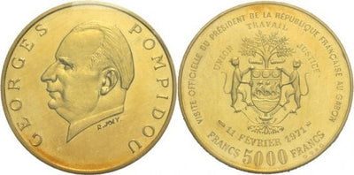 kosuke_dev ガボン共和国　ジョルジュ・ポンピドゥー　5000フラン　1971年　金貨　極美品