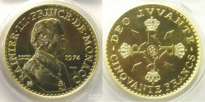 モナコ大公　レーニエ3世　金貨　1974年　未使用