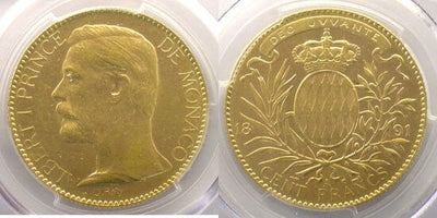 kosuke_dev モナコ大公　アルベール1世　100フラン　金貨　1891年　極美品