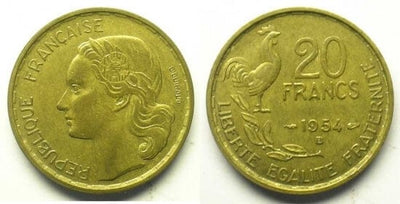 kosuke_dev フランス　フランス第四共和政　20フラン　1954年　硬貨　極美品