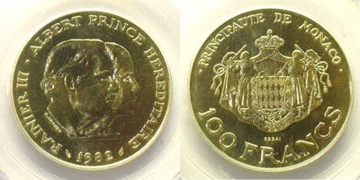 kosuke_dev モナコ大公　レーニエ3世　100フラン　金貨　1982年　未使用