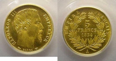 kosuke_dev フランス　ナポレオン3世　5フラン　1854年　金貨　未使用