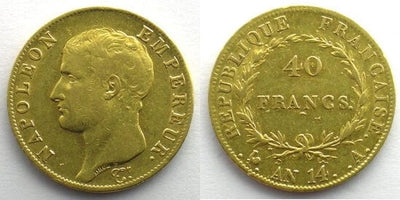 kosuke_dev フランス　ナポレオン　40フラン　AN14年　金貨　美品