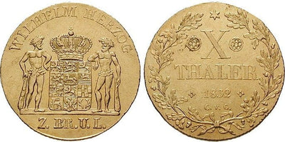 10 Taler 1832 Braunschweig Herzogtum Braunschweig, Wilhelm, 1831-1884, Gold, 13,25 g VF+