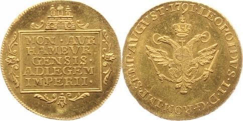 kosuke_dev 神聖ローマ帝国　ドイツ　ハンブルク　金貨　1791年　未使用