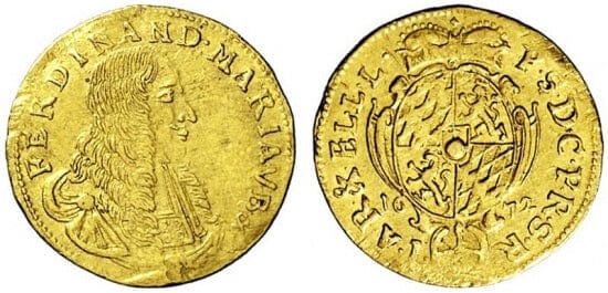 kosuke_dev 神聖ローマ帝国　バイエルン選帝侯　フェルディナント・マリア 　金貨　1672年　美品