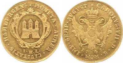 kosuke_dev 神聖ローマ帝国　ハンブルク　カール6世　金貨　1745年　美品
