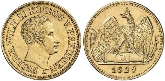 kosuke_dev 神聖ローマ帝国　プロイセン王　フリードリヒ・ヴィルヘルム3世　金貨　1829年　美品