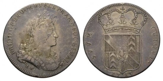 kosuke_dev 神聖ローマ帝国　プロイセン王　フリードリヒ1世　硬貨　ターラー　1713年　美品