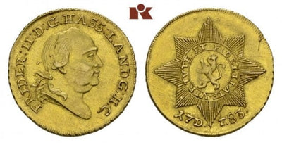 kosuke_dev 神聖ローマ帝国　ヘッセン＝カッセル方伯　フリードリヒ2世　金貨　5ターラー　1783年　極美品