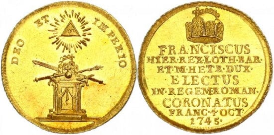 kosuke_dev 神聖ローマ帝国　神聖ローマ皇帝　フランツ1世　金貨　1745年　未使用