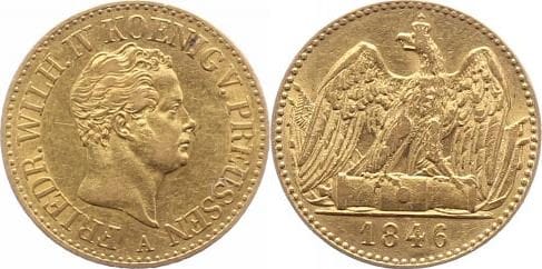 kosuke_dev 神聖ローマ帝国　プロイセン王　フリードリヒ・ヴィルヘルム4世　金貨　1846年　美品