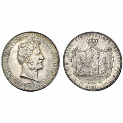 kosuke_dev 神聖ローマ帝国　ロイス＝シュライツ侯　ハインリヒ62世　銀貨　2ターラー　1843年　未使用