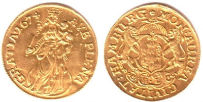 kosuke_dev 神聖ローマ帝国　ハンブルク　金貨　2ダカット　1674年　極美品