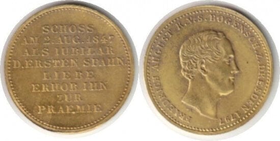 kosuke_dev 神聖ローマ帝国　ザクセン王　フリードリヒ・アウグスト2世　金貨　1847年　極美品