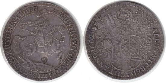kosuke_dev ブラウンシュヴァイク＝ヴォルフェンビュッテル公　アウグスト2世　硬貨　1・1/2ターラー　1662年　美品