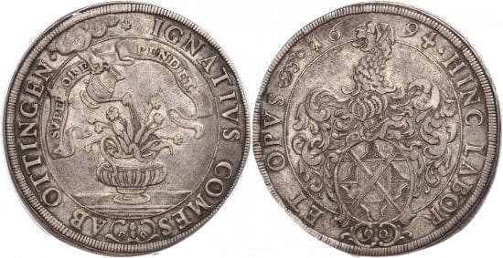 kosuke_dev 神聖ローマ帝国　エッティンゲン＝ウォーラーステインイグナーツ　硬貨　ターラー　1674年　美品