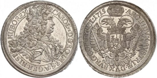 神聖ローマ帝国　神聖ローマ皇帝　カール6世　硬貨　ターラー　1715年　未使用