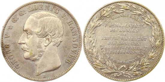kosuke_dev 神聖ローマ帝国　ハノーファー王　ゲオルク5世　硬貨　ターラー　1853年　美品