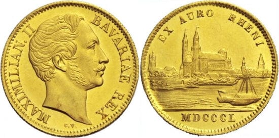 kosuke_dev 神聖ローマ帝国　バイエルン王　マクシミリアン2世　ダカット　金貨　1850年　極美品